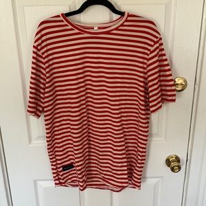 red & white striped t-shirt
